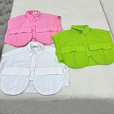 Solid Color Short Sleeve Loose Short Blouse Tank Top RS-3020