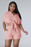 Women Bandage Summer Tracksuit Two Piece Set Shirt + Short Pants YPG-1203