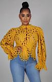 Sexy Lace Long Sleeve Ruffled Tops Cute Puff Flare Blouses YPG-1149