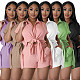 Women Bandage Summer Tracksuit Two Piece Set Shirt + Short Pants YPG-1203