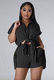 Women Bandage Summer Tracksuit Two Piece Set Shirt + Short Pants YPG-1203