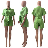Women Bandage Summer Tracksuit Two Piece Set Shirt + Short Pants YPG-1203