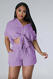 Women Bandage Summer Tracksuit Two Piece Set Shirt + Short Pants YPG-1203