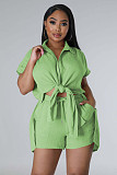 Women Bandage Summer Tracksuit Two Piece Set Shirt + Short Pants YPG-1203