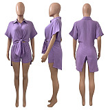 Women Bandage Summer Tracksuit Two Piece Set Shirt + Short Pants YPG-1203