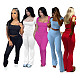U-Neck Top Short Sleeve Solid Trousers Two Piece XRB-10081