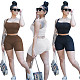 Casual Ribber Sporty Shorts Two Piece Sets Women Sleeveless Crop Top And Biker Shorts YPG-1201