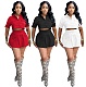 Women's 2 Piece Outfits Short Sleeve Stand Collar Crop Tops Hip Skirt XRB-10071