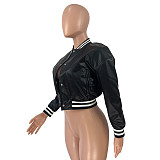 Hip Hop Harajuku PU Leather Baseball Bomber Jacket CH-8237