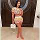 Crochet Knitted Stripe Two Piece Shorts Set TR-1268