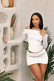 Off Shoulder Mesh Top and Mini Skrit Casual Two-piece Set XRB-10079