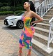 Tie Dye Print Strapless Bodycon Ruched Dresses WSM-5320