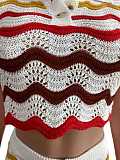 Crochet Knitted Stripe Two Piece Shorts Set TR-1268