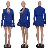 Turn Down Collar Long Sleeve Irregular Shirt Dresses YD-8654