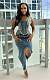 Leisure Women Sleeveless Zipper Top And Split Skirt Denim Sets JR-3755