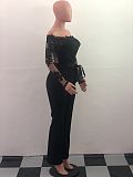 Womens Off Shoulder Lace Jumpsuit Formal Wide-leg Pants OSM-3227