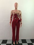 Womens Off Shoulder Lace Jumpsuit Formal Wide-leg Pants OSM-3227