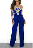 Womens Off Shoulder Lace Jumpsuit Formal Wide-leg Pants OSM-3227