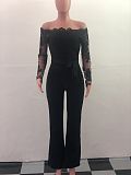 Womens Off Shoulder Lace Jumpsuit Formal Wide-leg Pants OSM-3227