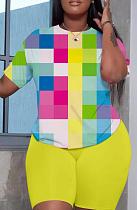 Premium White Casual Print Basic O Neck Short Sleeve Two-Piece Set RS-A26TZ