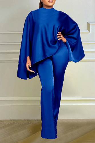 Fashion Ladies Satin Long Cloak Sleeves Two Pieces Sets LS-0402