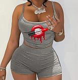 Ladies Jogger Set Spaghetti Straps Two Piece Outfit Sleeveless Women RS-2392