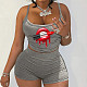 Ladies Jogger Set Spaghetti Straps Two Piece Outfit Sleeveless Women RS-2392