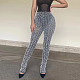 2024 Fashion Women Black White Ripple High Waist Long Pants Large Size JLY-19991