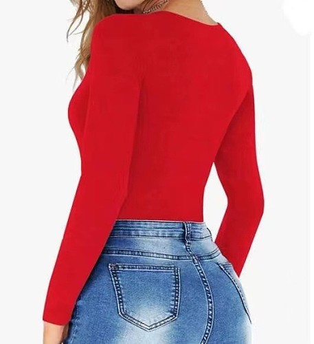 Women's Seamless Long Sleeve Bodysuit Crew Neck Body Suits RS-1050