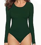 Women's Seamless Long Sleeve Bodysuit Crew Neck Body Suits RS-1050