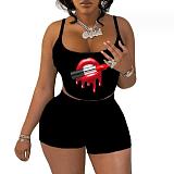 Ladies Jogger Set Spaghetti Straps Two Piece Outfit Sleeveless Women RS-2392