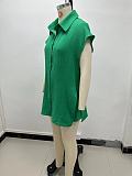 Solid Button Shirt High Waist Pocket Pant Two Piece Set Summer RS-YZ8805