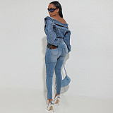 Girls Y2K Style Irregular Two Wear Denim Jacket CH-23091