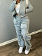Girls Elastic Pockets Middle Waist Denim Long Pants CH-88003