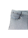 Girls Elastic Pockets Middle Waist Denim Long Pants CH-88003