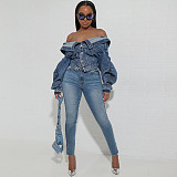 Girls Y2K Style Irregular Two Wear Denim Jacket CH-23091