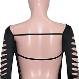Cut Out Hole Long Sleeve Backless Nightclub Dress SH-390399