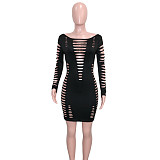 Cut Out Hole Long Sleeve Backless Nightclub Dress SH-390399