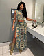 Women Denim Washed Distressed Top & Maxi Skirt Set ZS-0660