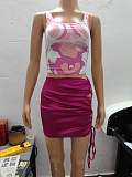 Sexy Printed Vest With Hollow Out Short Skirt 2 Pieces Sets BG-23003