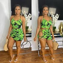 Women‘s Floral Print Slim Sexy Hollow-out Mini Skirt Suits LSL-6417