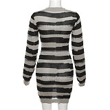 Hollow Out Knitted Wrap Hip Sweater Dress For Women SXE-W23D32601