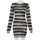 Hollow Out Knitted Wrap Hip Sweater Dress For Women SXE-W23D32601