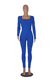 Women Square Collar Long-sleeved Slim Length Jumpsuit HXZY-0325