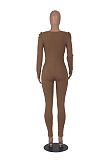 Women Square Collar Long-sleeved Slim Length Jumpsuit HXZY-0325