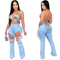 Hot Sales Ripped Washed Flared Jeans ORY-5165