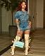 2024 NEW Women Short Sleeves Lapel Denim Mini Dress MEM-88540