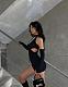 2024 Sexy Hollow Out Girls Black Halter Package Hips Mini Dress Nightclub PY-90338