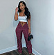 Low Waist Drawstring Pocket Side Straight Pants Casual OLY-6109