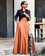 Leather Maxi A Line High Waisted Pleated Thigh Split Skirt OLY-6075